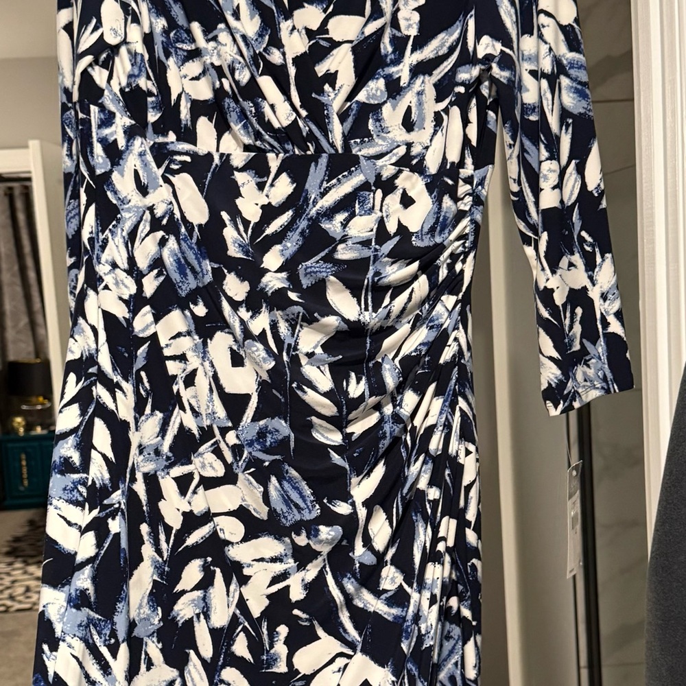 Ralph Lauren Navy and White Long Sleeve Dress